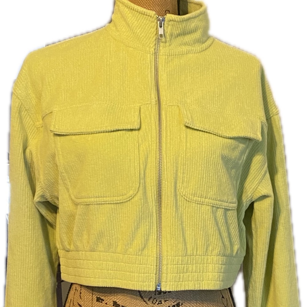 Green Corduroy Women's Cropped Jacket